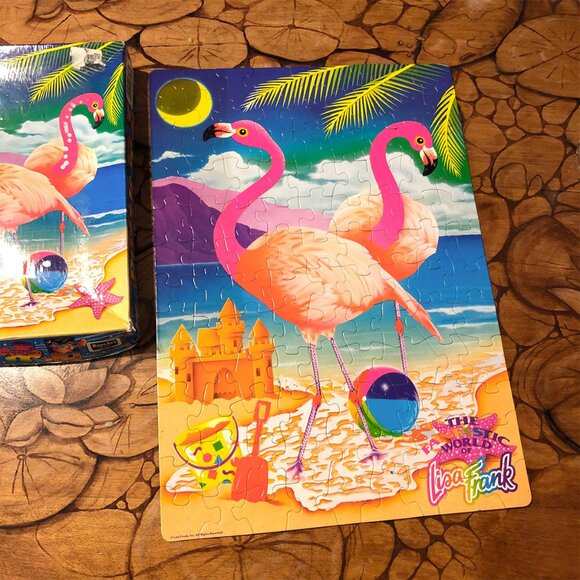 Vintage Lisa Frank Puzzle 100 pieces Pink Flamingos Tested Complete - Picture 4 of 10